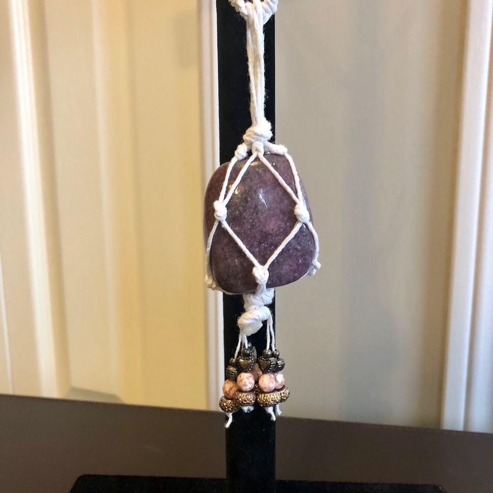 Lepidolite Gemstone Necklace / Car Charm